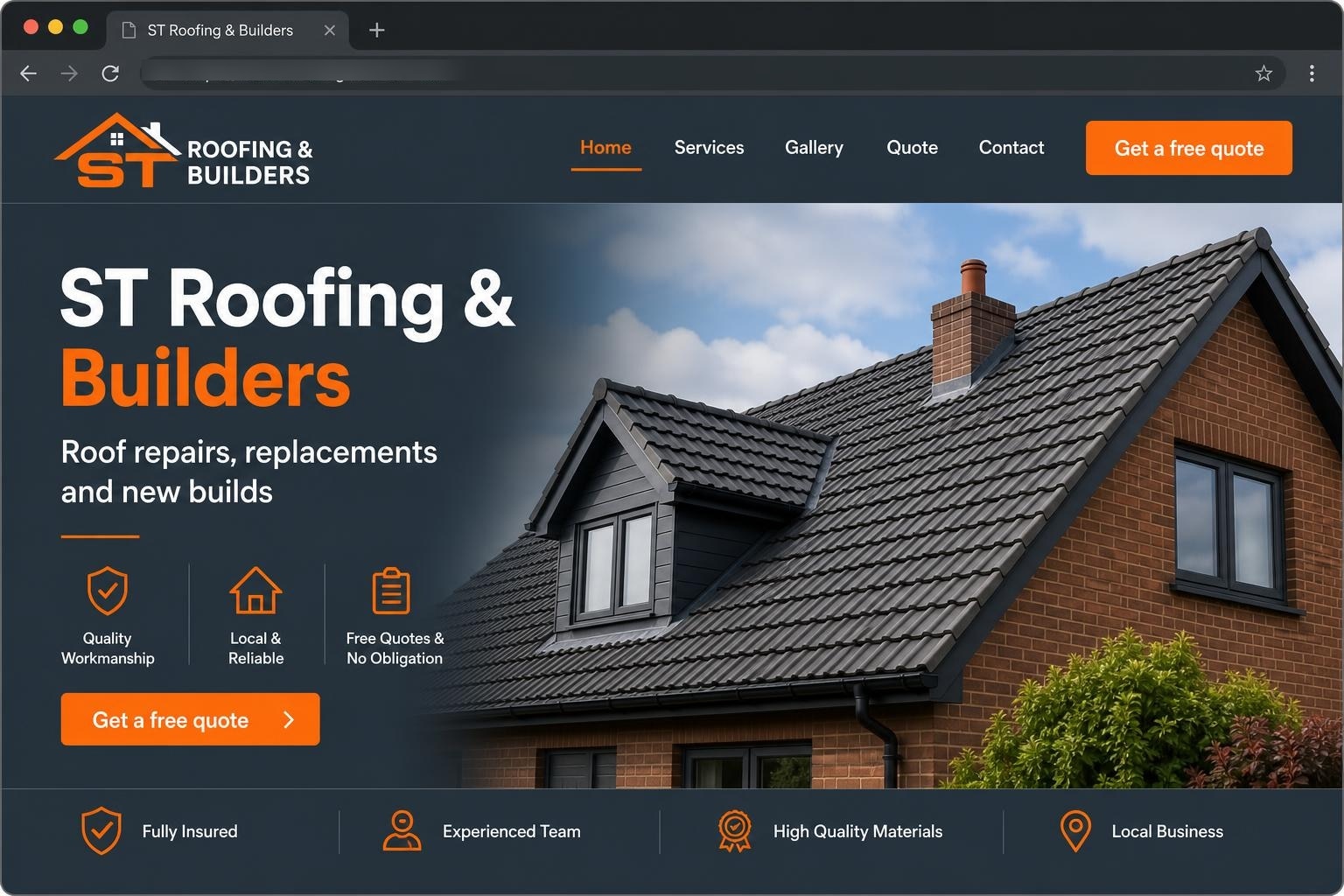 ST Roofing & Builders website mockup