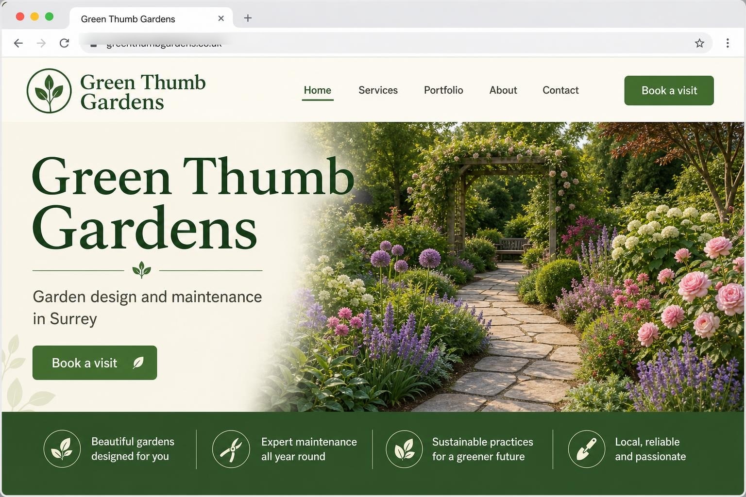 Green Thumb Gardens website mockup